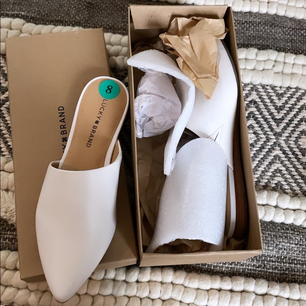 Lucky Brand White Mules NEW